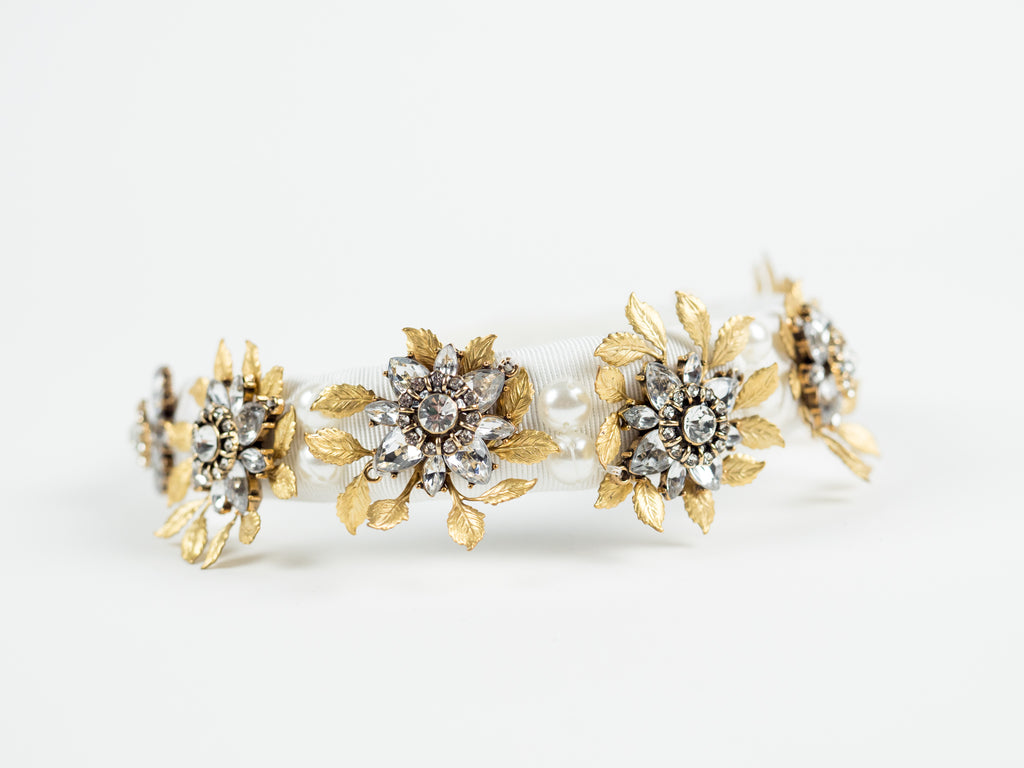 CRYSTAL PEARL EMBELLISHED HEADBAND