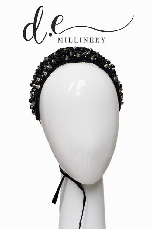 CRYSTAL AND SPIKE BEADED HALO Headpiece demillinery