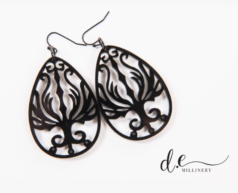 ACRYLIC FILIGREE EGG EARRINGS