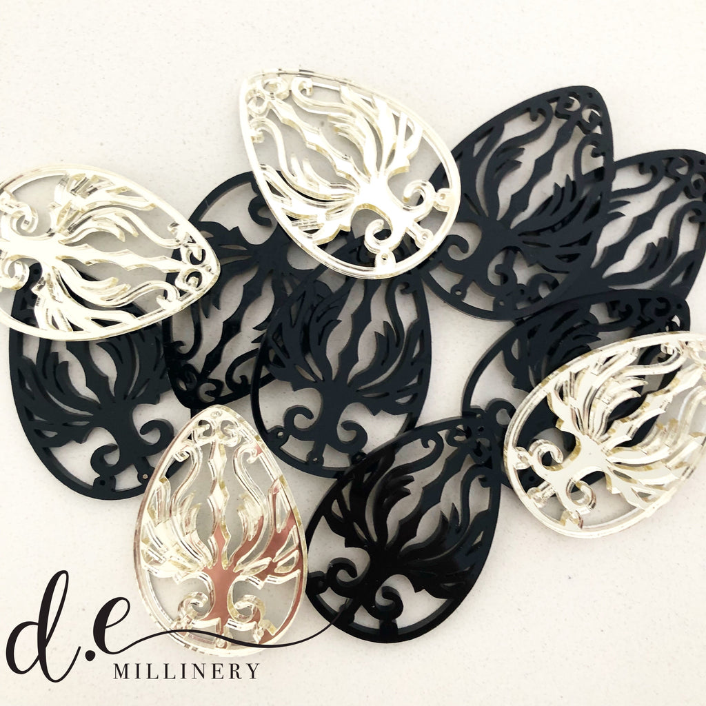ACRYLIC FILIGREE EGG EARRINGS