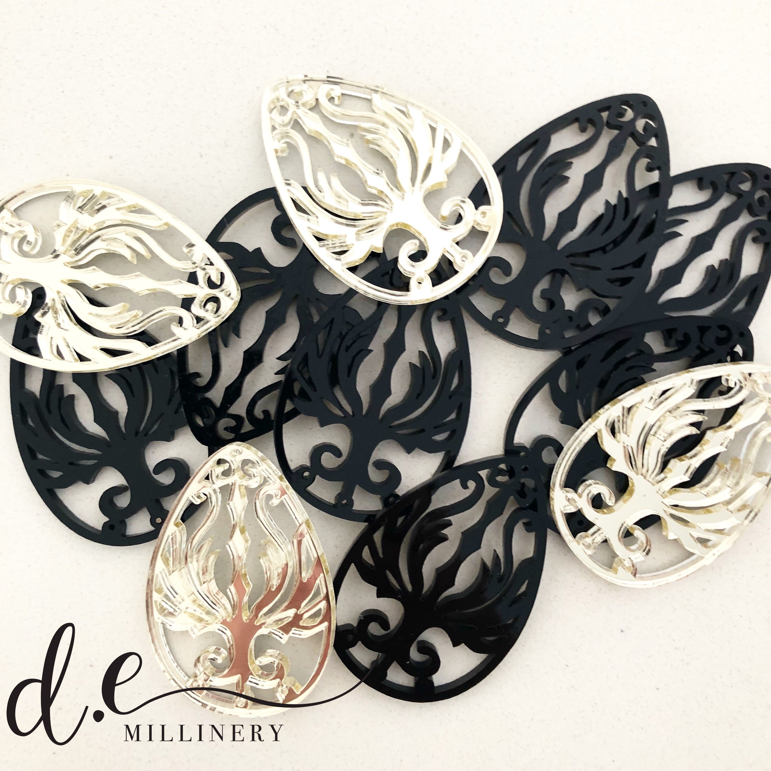 ACRYLIC FILIGREE EGG EARRINGS