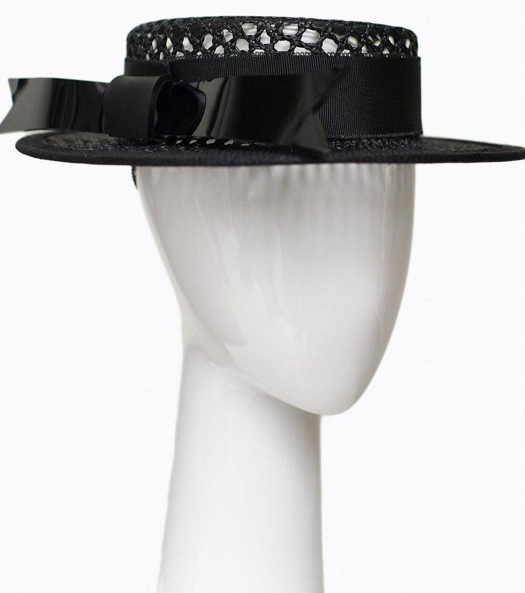 MODERN BOATER WITH ACRYLIC BOW Hat demillinery