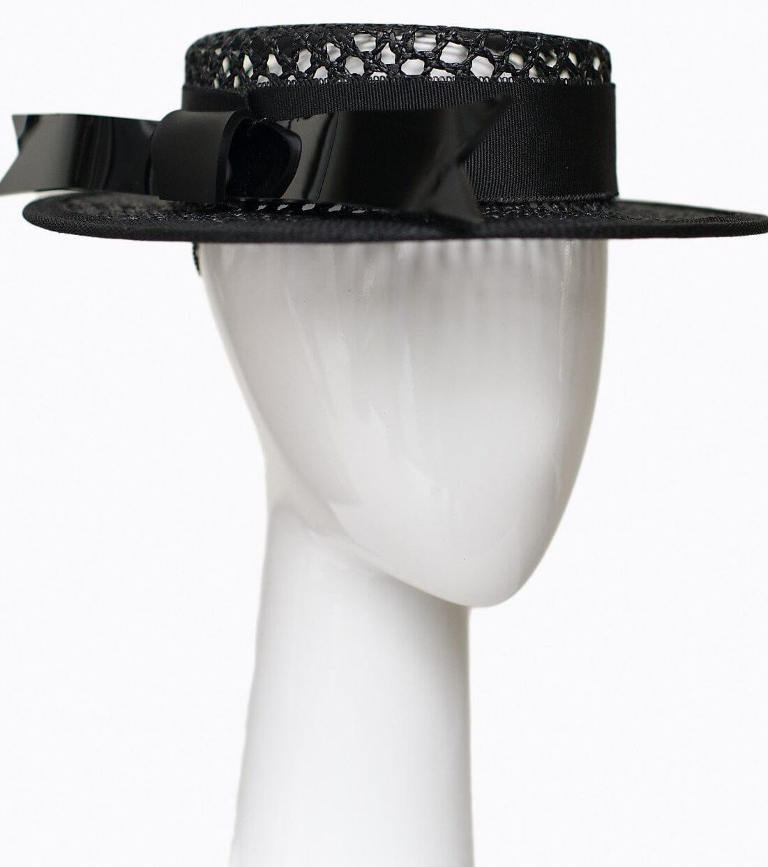 MODERN BOATER WITH ACRYLIC BOW Hat demillinery